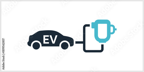 Electric Car EV Charging Station Icon.