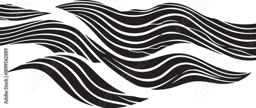 Black and white wavy lines on a clean background illustration