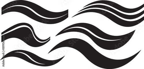 Black and white wavy lines abstract design elements vector graphics