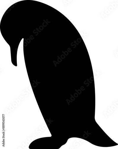 Penguin Flat Style Vector Black Icon, Antarctic Bird Silhouette Symbol and Wildlife Outline Graphic Group Featuring Penguin, Seabird and Flightless Bird