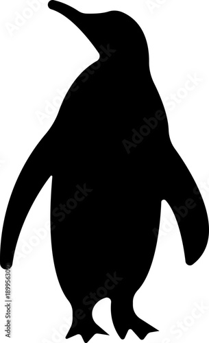 Penguin Flat Style Vector Black Icon, Antarctic Bird Silhouette Symbol and Wildlife Outline Graphic Group Featuring Penguin, Seabird and Flightless Bird