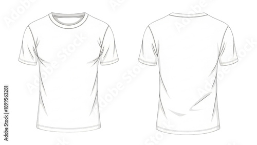 Line drawing of a t-shirt from the front and back on a plain white background
