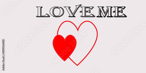 creative Modern abstract art design with hand drawn red heart and text -love me. Template for celebration, ads, branding, banner, cover, label, poster, sales.