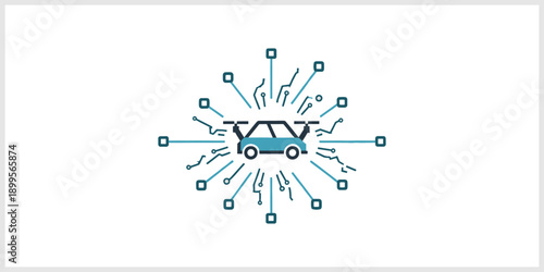 Autonomous Car AI Technology Network Connected Vehicle Future.