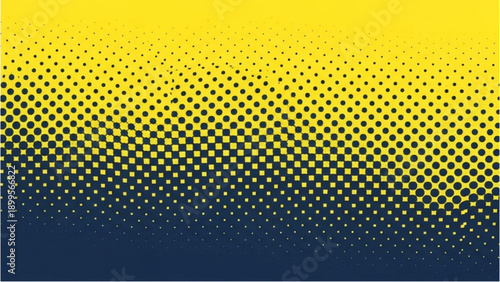 Gradient dots pattern transitioning from yellow to blue in a halftone effect illustration