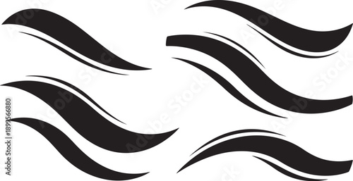 Black wavy lines on white background abstract design element