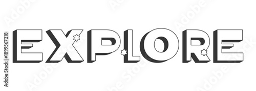 Generate bold black and white 3D text. AI content generation function. Creativity output. Create ideas prompt. Outlined letters. Fun typography. Blocky type with star accents. Montserrat font used