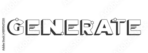 Try it bold black and white 3D text. Trial functionality. User interaction. Test tool. Preview mode. Demo feature. Outlined letters. Fun typography. Blocky type with star accents. Montserrat font used