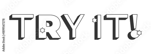 Options bold black and white 3D text. Customizable settings. Adjust preferences. Configuration tool. User control. Outlined letters. Fun typography. Blocky type with star accents. Montserrat font used