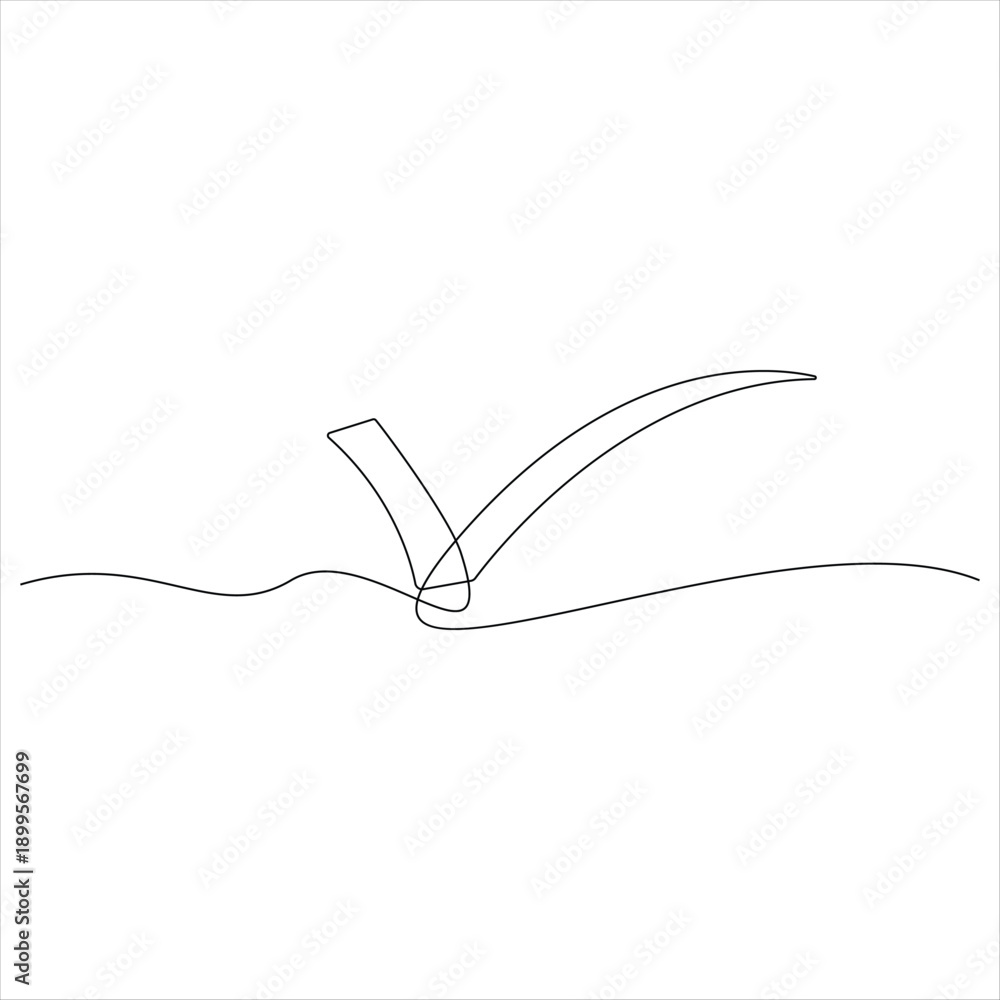 Obraz premium Check mark in continuous one line drawing style line art of the approved symbol