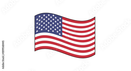The American flag waving gently in the breeze on a clear day from a frontal viewpoint