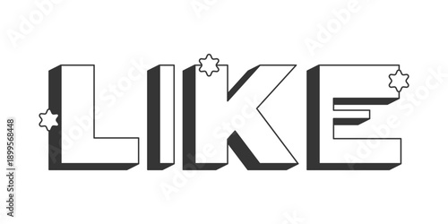 Like bold black and white 3D text. User approval. Content appreciation. Positive interaction. Fan favorite. Outlined letters. Fun typography. Blocky type with star accents. Montserrat font used