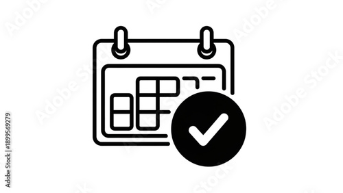 Calendar icon with checkmark indicating confirmation or approval of a scheduled event or appointment
