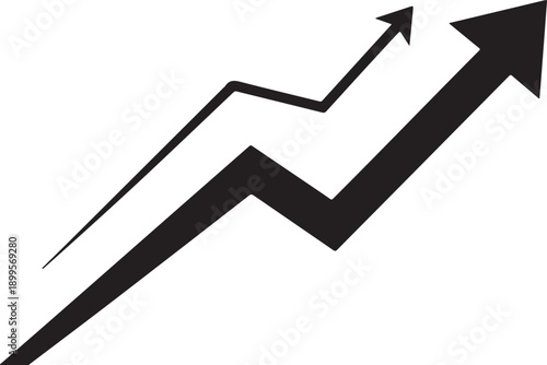 A simple black arrow graph trending upwards on a white background.
