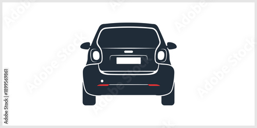 Rear View of Dark Blue Compact City Car.