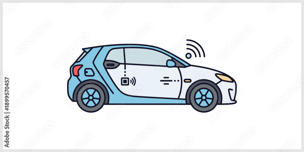 Fototapeta premium Smart Car Connected Technology - Wireless Signal QR Code.
