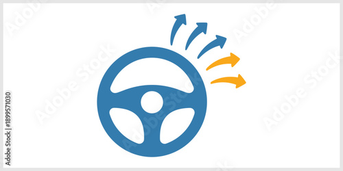 Steering Wheel with Arrows Showing Direction and Movement.