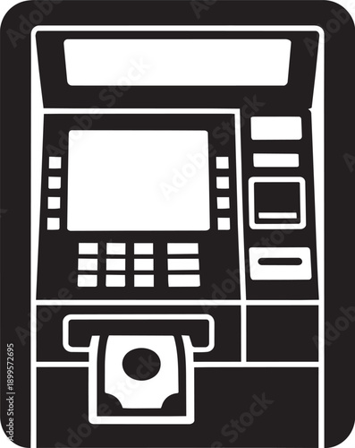 Automated teller machine dispensing cash, concept of money withdrawal and banking transaction vector