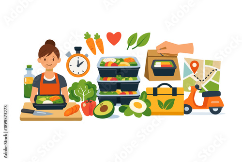 Healthy meal prep and delivery service with fresh ingredients and efficient logistics
