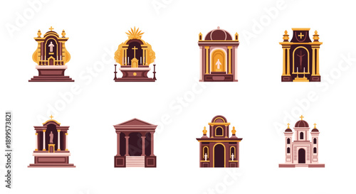 Flat design collection of historical architectural monuments