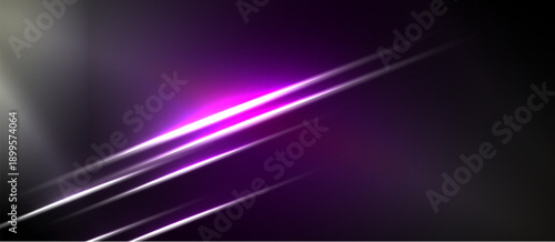 Abstract background features diagonal lines, vibrant purple glow, dark shades. Minimalist design creates modern aesthetic.