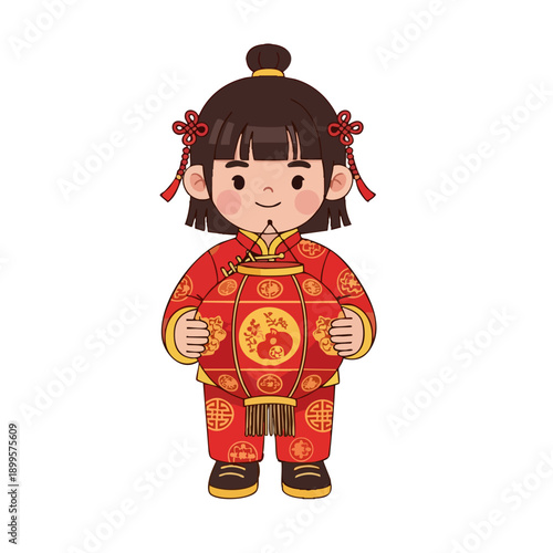 Little Asian girl in traditional dress 1.