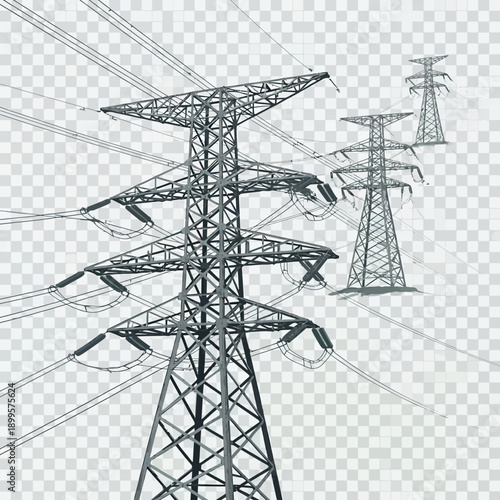 Electricity Transmission Towers and Power Lines.