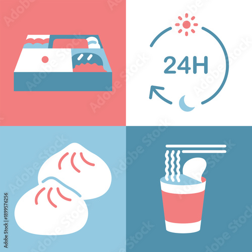 コンビニ飯の3色アイコンセット