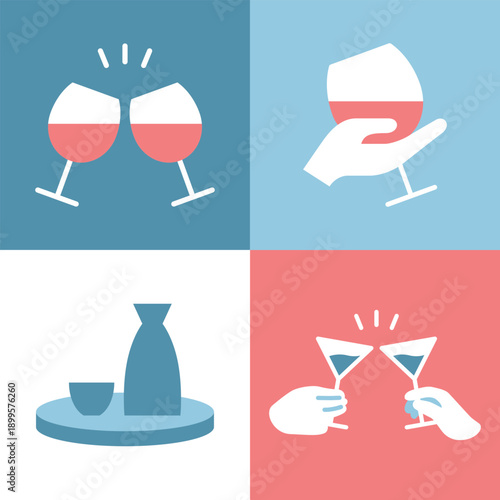 お酒の3色アイコンセット