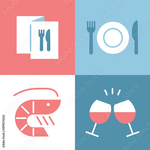 レストランの3色アイコンセット