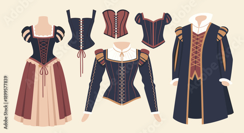 Renaissance clothing collection: elegant historical garments and accessories