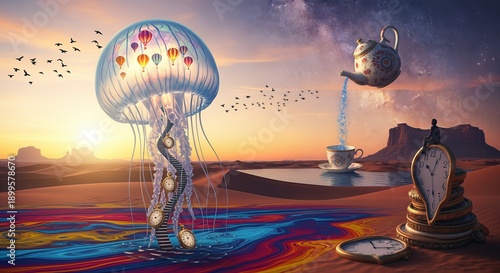 Surreal fusion of unusual objects and bright colors crafting an abstract visual experience
