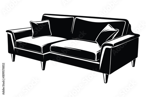 sectional sofa silhouette line art vector illustration