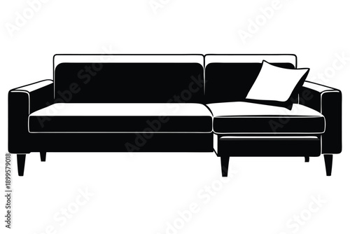 sectional sofa silhouette line art vector illustration