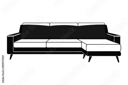 sectional sofa silhouette line art vector illustration