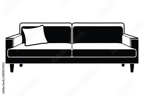 sectional sofa silhouette line art vector illustration