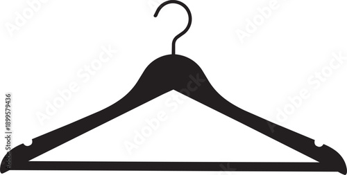 Black Clothes Hanger Silhouette on White Background