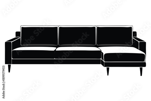 sectional sofa silhouette line art vector illustration