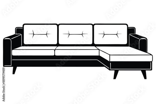 sectional sofa silhouette line art vector illustration
