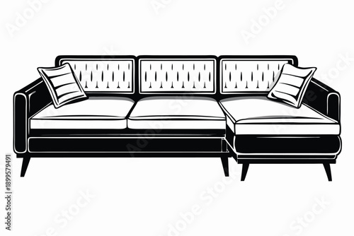 sectional sofa silhouette line art vector illustration