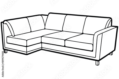 sectional sofa silhouette line art vector illustration
