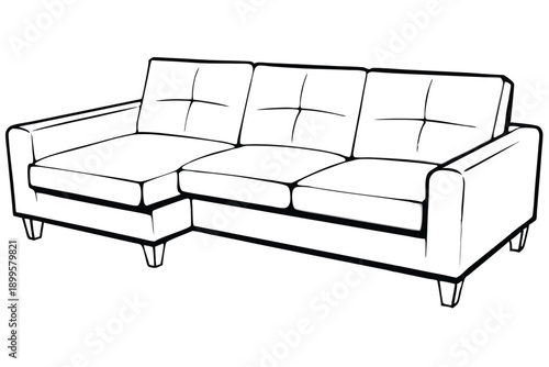 sectional sofa silhouette line art vector illustration