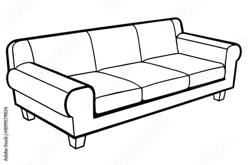 sectional sofa silhouette line art vector illustration