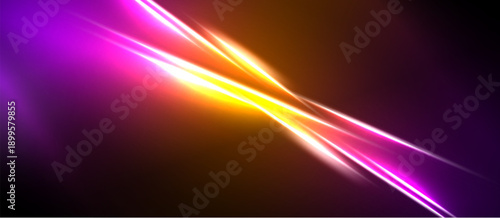 Abstract energy streaks, vibrant colors blend. Diagonal lines create dynamic visual impact. Dark background emphasizes luminosity.