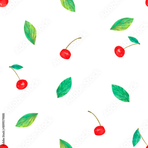 Seamless background with images of beautiful fruits and berries.