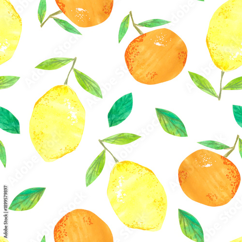 Seamless background with images of beautiful fruits and berries.