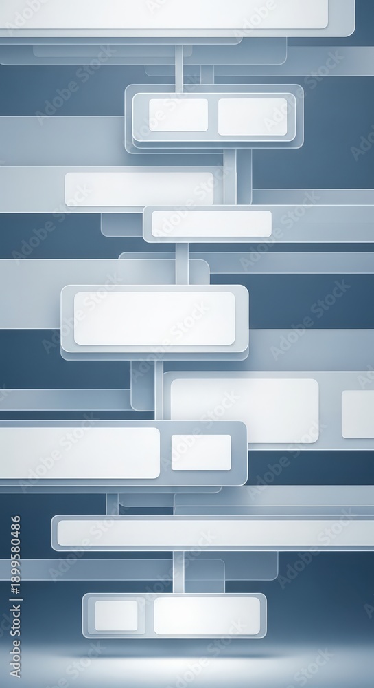 Obraz premium Vertical workflow diagram with layered blank process boxes