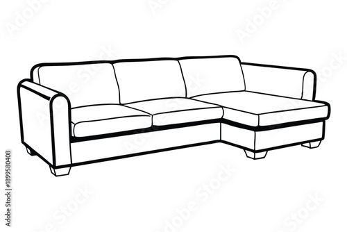sectional sofa silhouette line art vector illustration