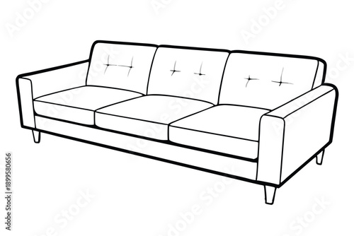 sectional sofa silhouette line art vector illustration