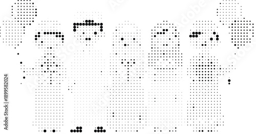 Pixel black dot human silhouettes, Abstract human dot figures design